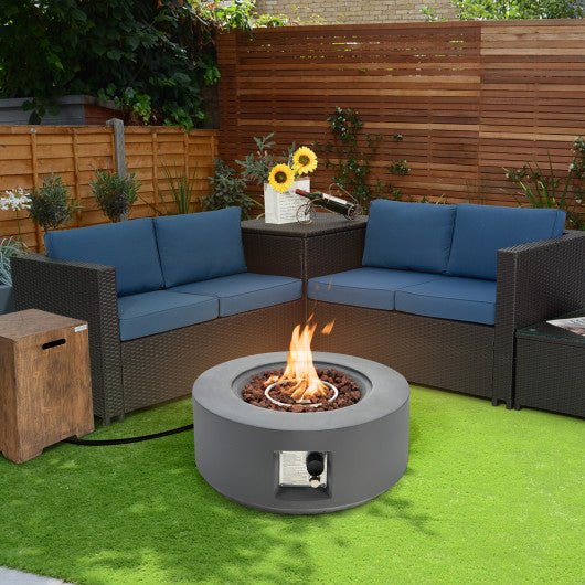  - 27.5 Inch Round Gas Fire Pit Table with Adjustable Flame - Outdoor Style Company