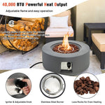  - 27.5 Inch Round Gas Fire Pit Table with Adjustable Flame - Outdoor Style Company