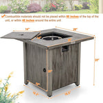  - 28 Inch 40 000 BTU Square Fire Pit Table with Lid and Lava Rocks - Outdoor Style Company