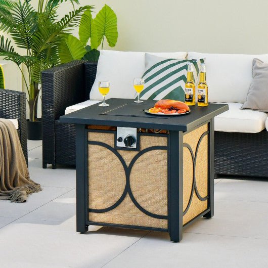  - 28 Inch 50000 BTU Outdoor Square Fire Pit Table with Cover - Outdoor Style Company