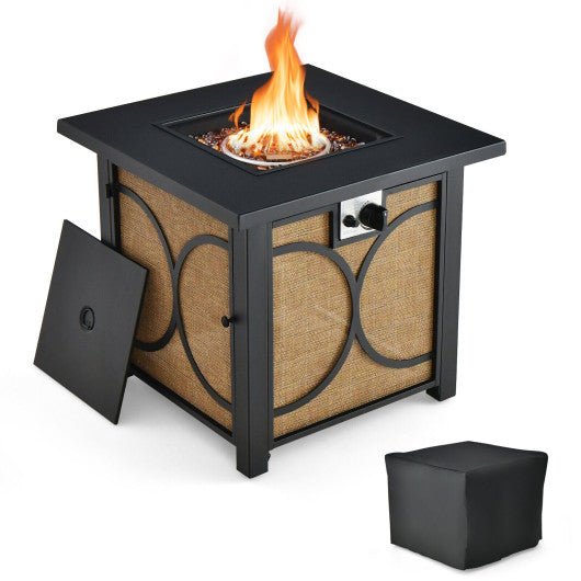  - 28 Inch 50000 BTU Outdoor Square Fire Pit Table with Cover - Outdoor Style Company