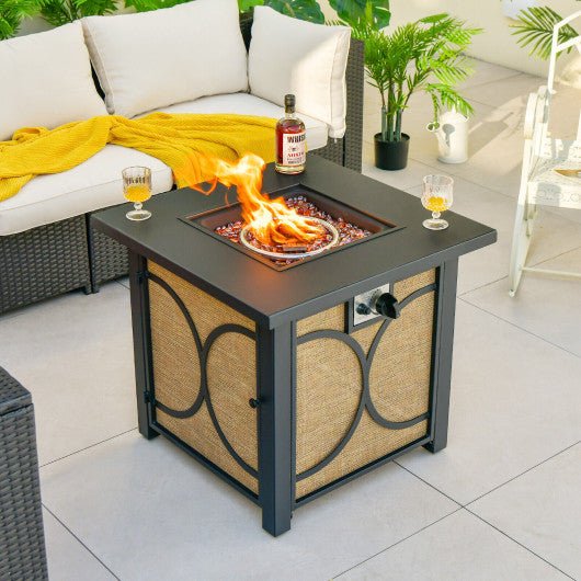  - 28 Inch 50000 BTU Outdoor Square Fire Pit Table with Cover - Outdoor Style Company