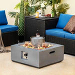  - 28 Inch 50000 BTU Patio Square Propane Fire Pit with PVC Cover - Outdoor Style Company