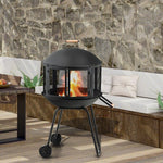  - 28 Inch Portable Fire Pit on Wheels with Log Grate - Outdoor Style Company