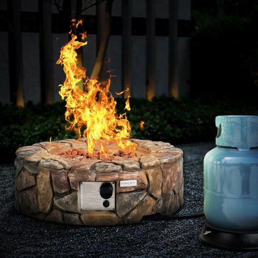  - 28 Inch Propane Gas Fire Pit Outdoor 40 000 BTU Stone - Outdoor Style Company