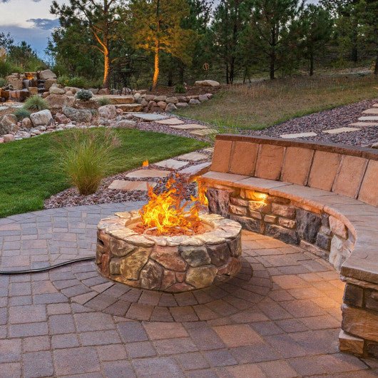  - 28 Inch Propane Gas Fire Pit Outdoor 40 000 BTU Stone - Outdoor Style Company