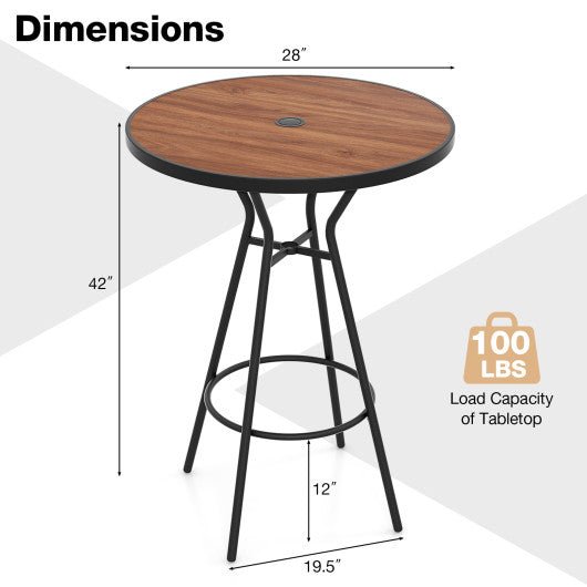  - 28 Inches Outdoor Bar Table with Wood - Like Tabletop for Backyard Garden - Outdoor Style Company