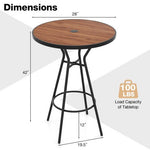  - 28 Inches Outdoor Bar Table with Wood - Like Tabletop for Backyard Garden - Outdoor Style Company