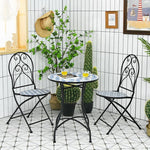  - 28.5 Inch Patio Mosaic Bistro Round Table with Blue Floral Pattern - Outdoor Style Company