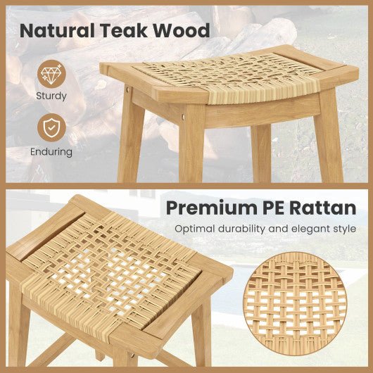  - 29 Inch Patio Rattan Barstool with Footrest and Saddle Seat - Outdoor Style Company