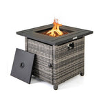  - 29 Inch Propane Rattan Firepit Table with Lava Rocks and Protective Cover - Outdoor Style Company