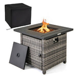  - 29 Inch Propane Rattan Firepit Table with Lava Rocks and Protective Cover - Outdoor Style Company