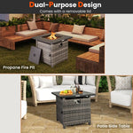  - 29 Inch Propane Rattan Firepit Table with Lava Rocks and Protective Cover - Outdoor Style Company