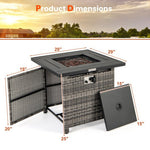  - 29 Inch Propane Rattan Firepit Table with Lava Rocks and Protective Cover - Outdoor Style Company