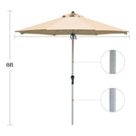 9 Feet Patio Outdoor Market Umbrella with Aluminum Pole without Weight Base-Beige