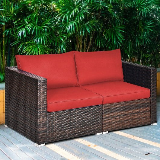  - 2PCS Patio Rattan Sectional Conversation Sofa Set - Outdoor Style Company