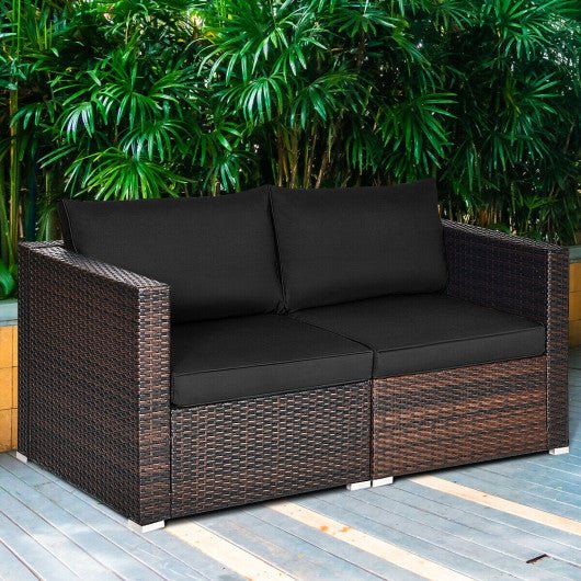  - 2PCS Patio Rattan Sectional Conversation Sofa Set - Outdoor Style Company