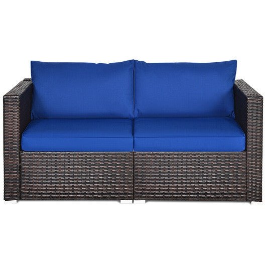  - 2PCS Patio Rattan Sectional Conversation Sofa Set - Outdoor Style Company