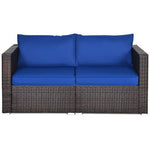  - 2PCS Patio Rattan Sectional Conversation Sofa Set - Outdoor Style Company