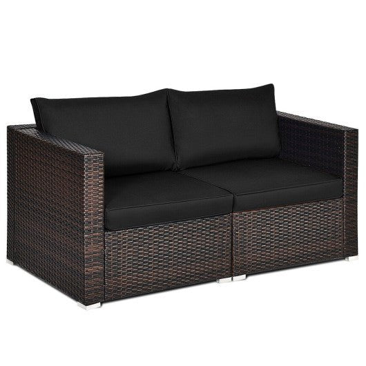  - 2PCS Patio Rattan Sectional Conversation Sofa Set - Outdoor Style Company