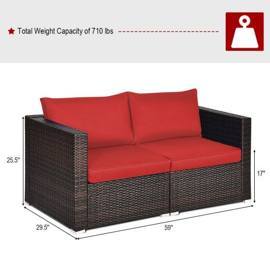  - 2PCS Patio Rattan Sectional Conversation Sofa Set - Outdoor Style Company