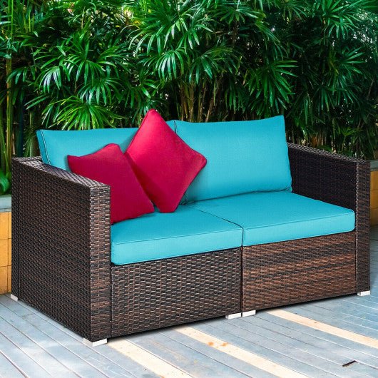  - 2PCS Patio Rattan Sectional Conversation Sofa Set - Outdoor Style Company