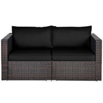  - 2PCS Patio Rattan Sectional Conversation Sofa Set - Outdoor Style Company