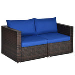  - 2PCS Patio Rattan Sectional Conversation Sofa Set - Outdoor Style Company