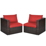  - 2PCS Patio Rattan Sectional Conversation Sofa Set - Outdoor Style Company