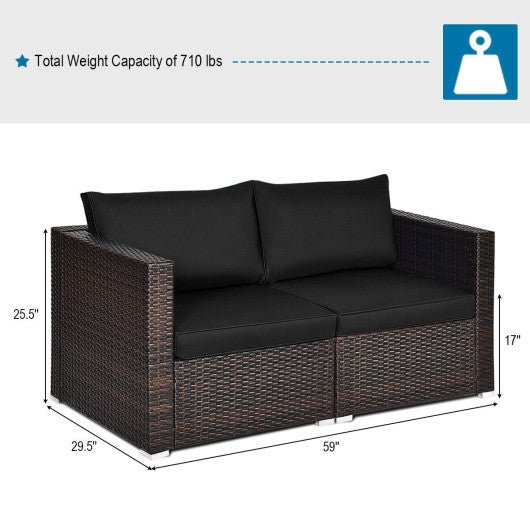  - 2PCS Patio Rattan Sectional Conversation Sofa Set - Outdoor Style Company