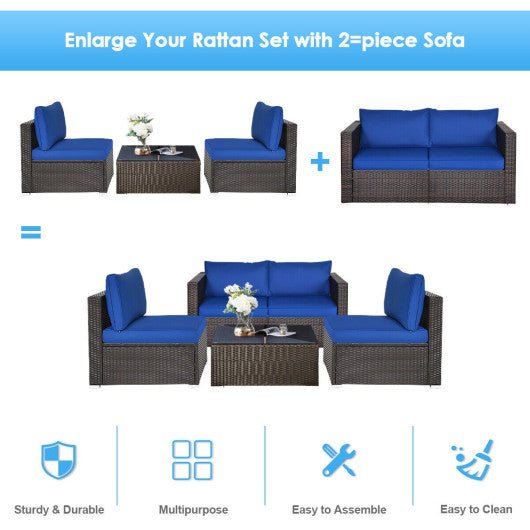  - 2PCS Patio Rattan Sectional Conversation Sofa Set - Outdoor Style Company