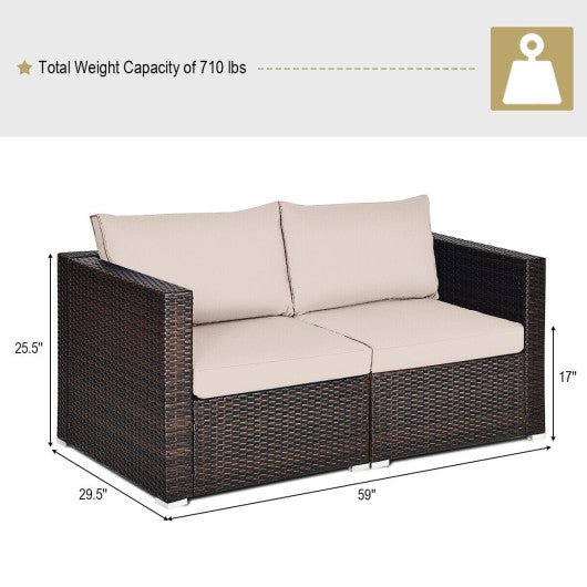  - 2PCS Patio Rattan Sectional Conversation Sofa Set - Outdoor Style Company