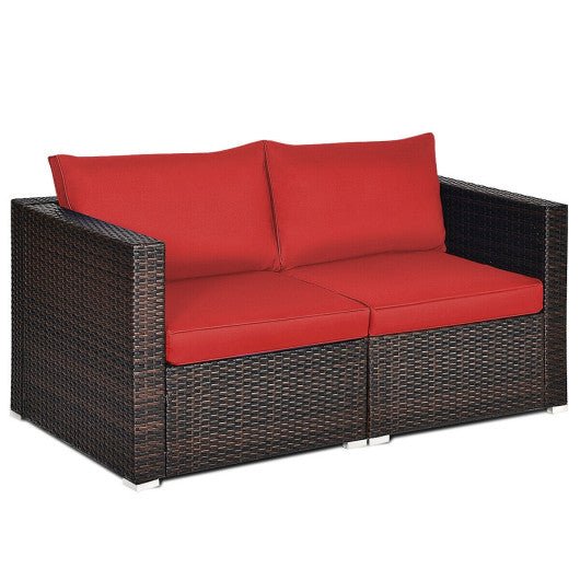  - 2PCS Patio Rattan Sectional Conversation Sofa Set - Outdoor Style Company