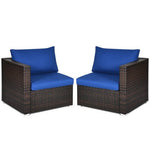  - 2PCS Patio Rattan Sectional Conversation Sofa Set - Outdoor Style Company