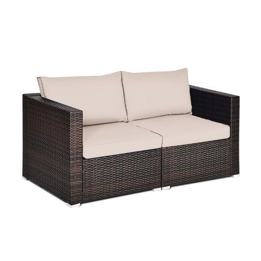  - 2PCS Patio Rattan Sectional Conversation Sofa Set - Outdoor Style Company