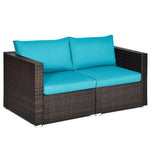  - 2PCS Patio Rattan Sectional Conversation Sofa Set - Outdoor Style Company