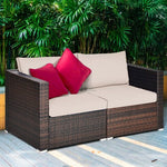  - 2PCS Patio Rattan Sectional Conversation Sofa Set - Outdoor Style Company