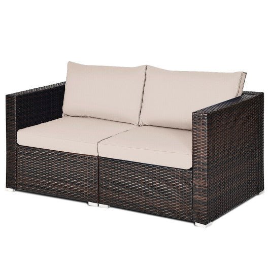  - 2PCS Patio Rattan Sectional Conversation Sofa Set - Outdoor Style Company