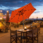 9 Feet Solar LED Lighted Patio Market Umbrella Tilt Adjustment Crank Lift-Orange