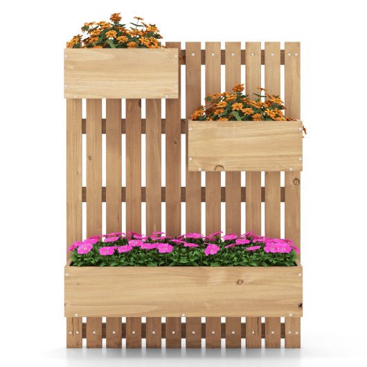  - 3 - Box Wooden Raised Garden Bed with Trellises and Fabric Liners - Outdoor Style Company