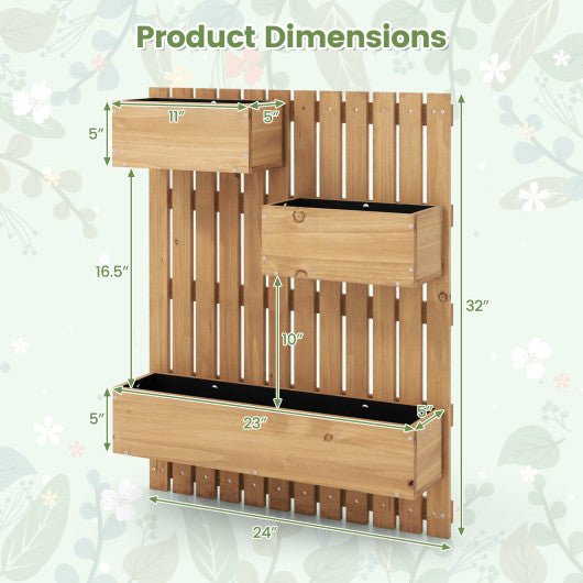  - 3 - Box Wooden Raised Garden Bed with Trellises and Fabric Liners - Outdoor Style Company