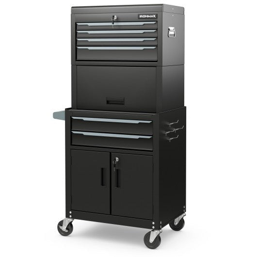  - 3 - in - 1 6 - Drawer Rolling Tool Chest Storage Cabinet with Universal Wheels and Hooks - Outdoor Style Company