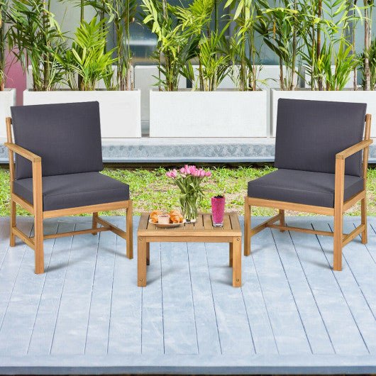  - 3 - in - 1 Acacia Wood Loveseat with Separable Coffee Table - Outdoor Style Company