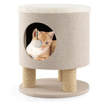 - 3 - in - 1 Cat Condo Stool Kitty Bed with Scratching Posts and Plush Ball Toy - Outdoor Style Company