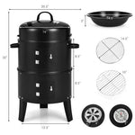  - 3 - in - 1 Charcoal BBQ Grill Cambo with Built - in Thermometer - Outdoor Style Company