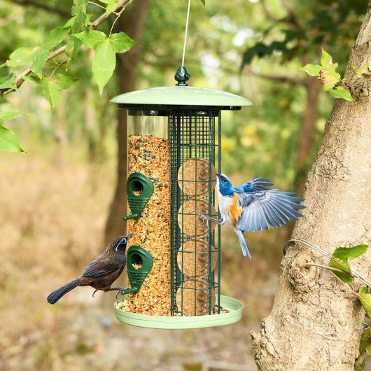  - 3 - in - 1 Metal Hanging Wild Bird Feeder with 4 Feeding Ports and Perches - Outdoor Style Company