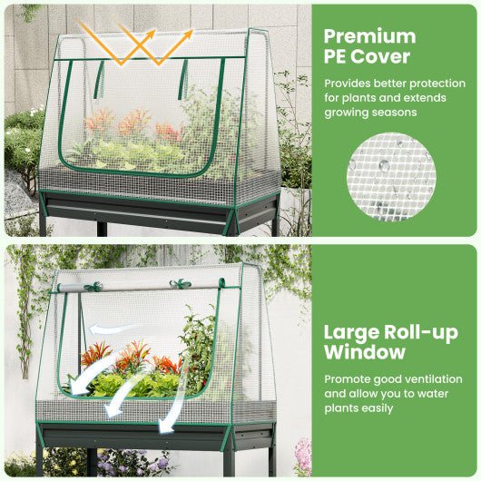  - 3 - in - 1 Raised Garden Bed with Greenhouse Cover and Trellis - Outdoor Style Company