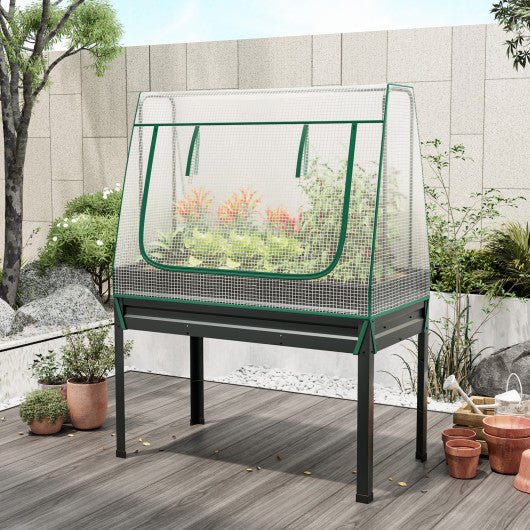  - 3 - in - 1 Raised Garden Bed with Greenhouse Cover and Trellis - Outdoor Style Company