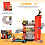 AOSOM-3-Level Parking Garage Toy Car Playset with Racetrack, Helicopter Ramp, Elevator, and Cars for Boys and Girls - Outdoor Style Company