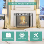  - 3 - Panel Fireplace Screen Decor Cover with Exquisite Pattern - Outdoor Style Company